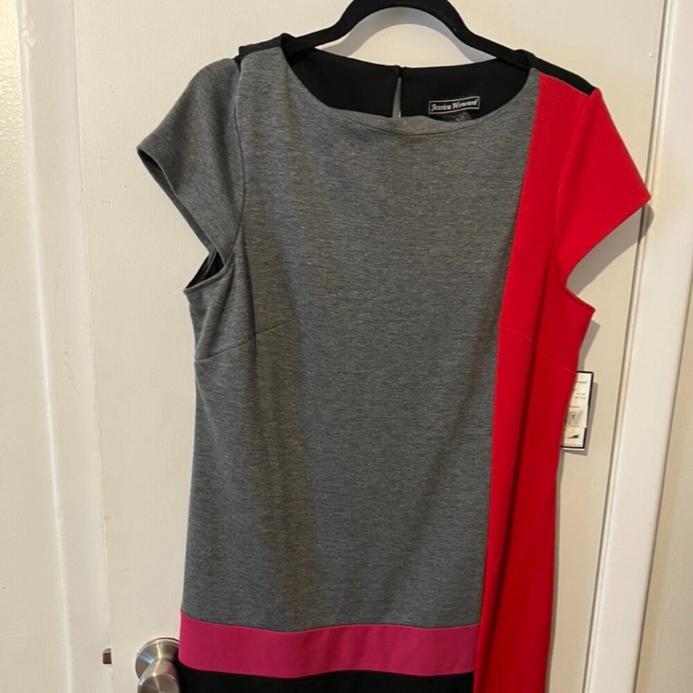 NWT COLOR BLOCK DRESS CAP SLEEVES SZ L